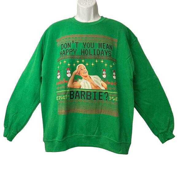 Gildan KEN Says Happy Holidays BARBIE Ugly Christmas Sweatshirt Size Large - Picture 1 of 4
